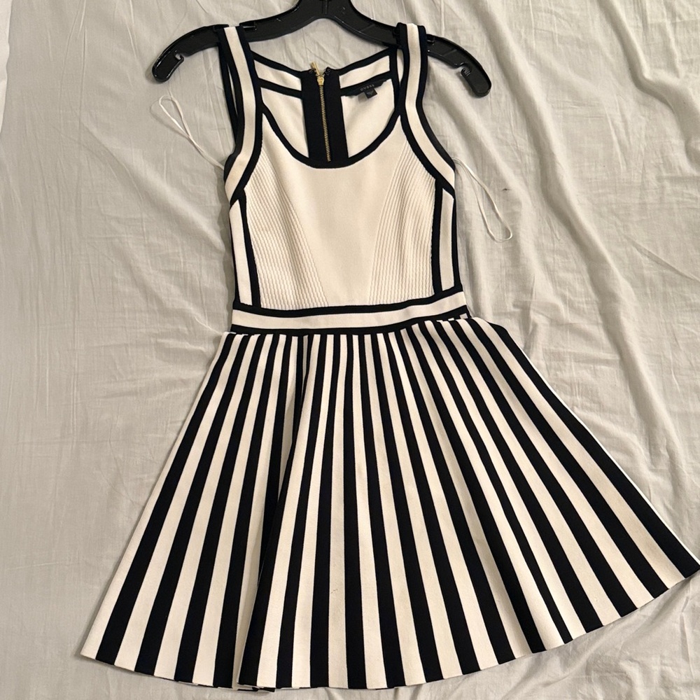 Guess Black and White Striped Mini Dress